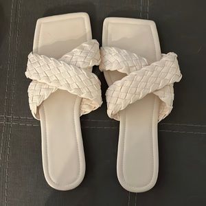 Never worn cream sandals.